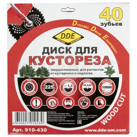 Нож д/кустореза DDE WOOD CUT 255х25.4мм 40зуб 1.3мм [3]  купить в Хабаровске