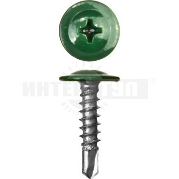 Саморезы ЗУБР с прессшайбой и сверлом по листовому металлу до 2мм, окрашенные в RAL-6005, PH2, 4,2х1 купить в Хабаровске