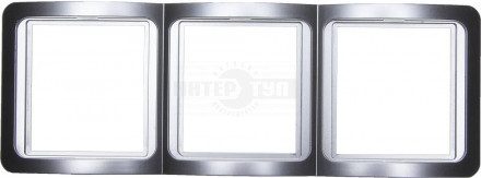 Панель СВЕТОЗАР "ГАММА" накладная, вертикальная, цвет светло-серый металлик, 3 гнезда [2]  купить в Хабаровске