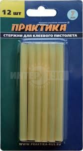 Клей д/термопистолета 11х100мм 6шт желтый/прозрачный Практика купить в Хабаровске